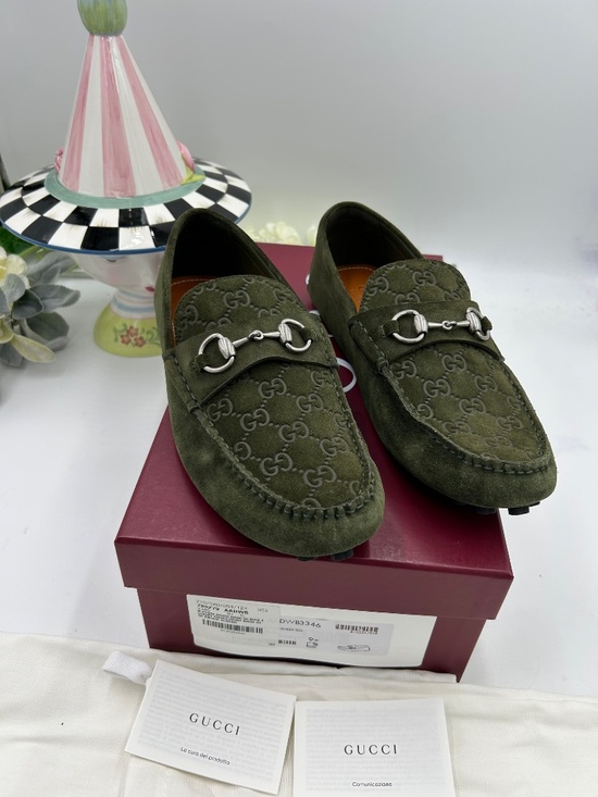 *****************Men’s Gucci Jordy Guccissima Suede Driver Loafers